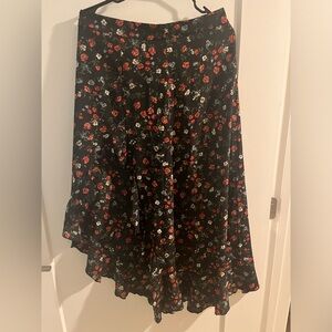 Floral Print Split Thigh Skirt